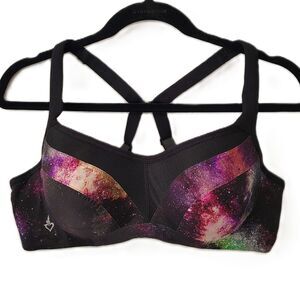 TORRID Mid Impact Underwire Active 40B Plus Size Sports Bra Black Galaxy
